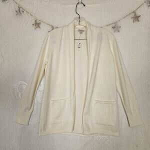 Talbots Petite Small Double Knit Open Front Cardigan Clean Girl Minimalist Cozy